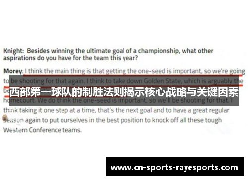 西部第一球队的制胜法则揭示核心战略与关键因素